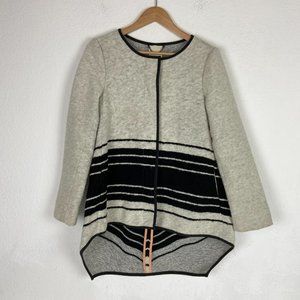 Anthro Elevenses Gray Black Hi Low Jacket